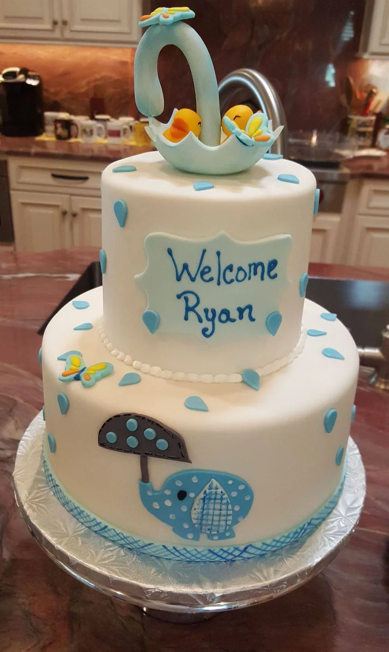 Baby shower cake and dessert table by Aloha Bakery