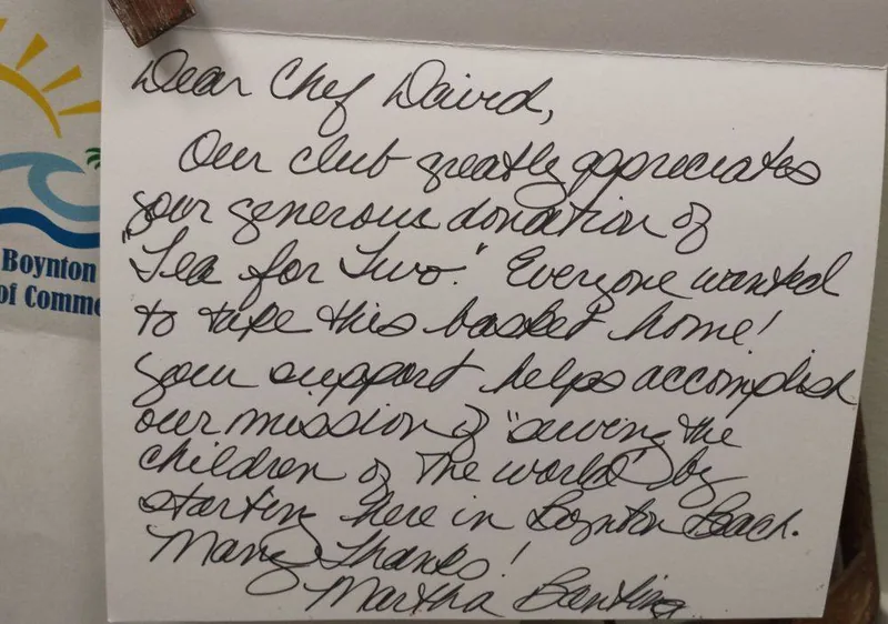 Handwritten thank-you letter sent to Aloha