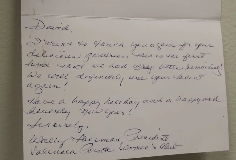 Handwritten thank-you letter sent to Aloha
