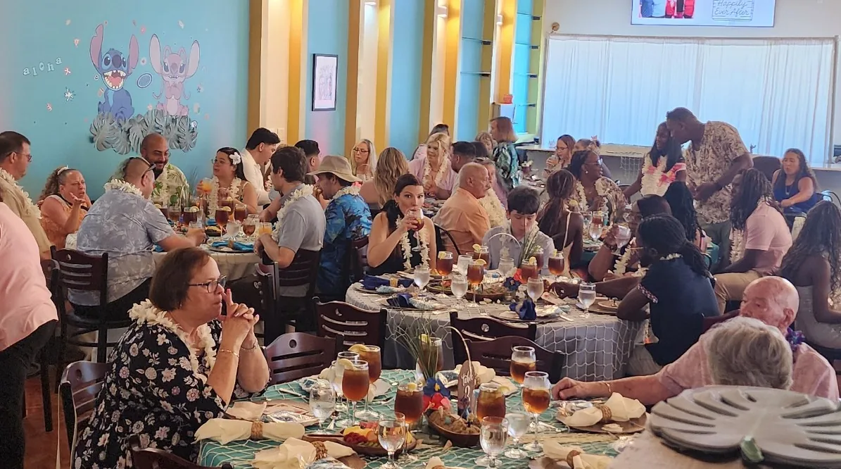 Guests filling the Aloha dining room for a celebration